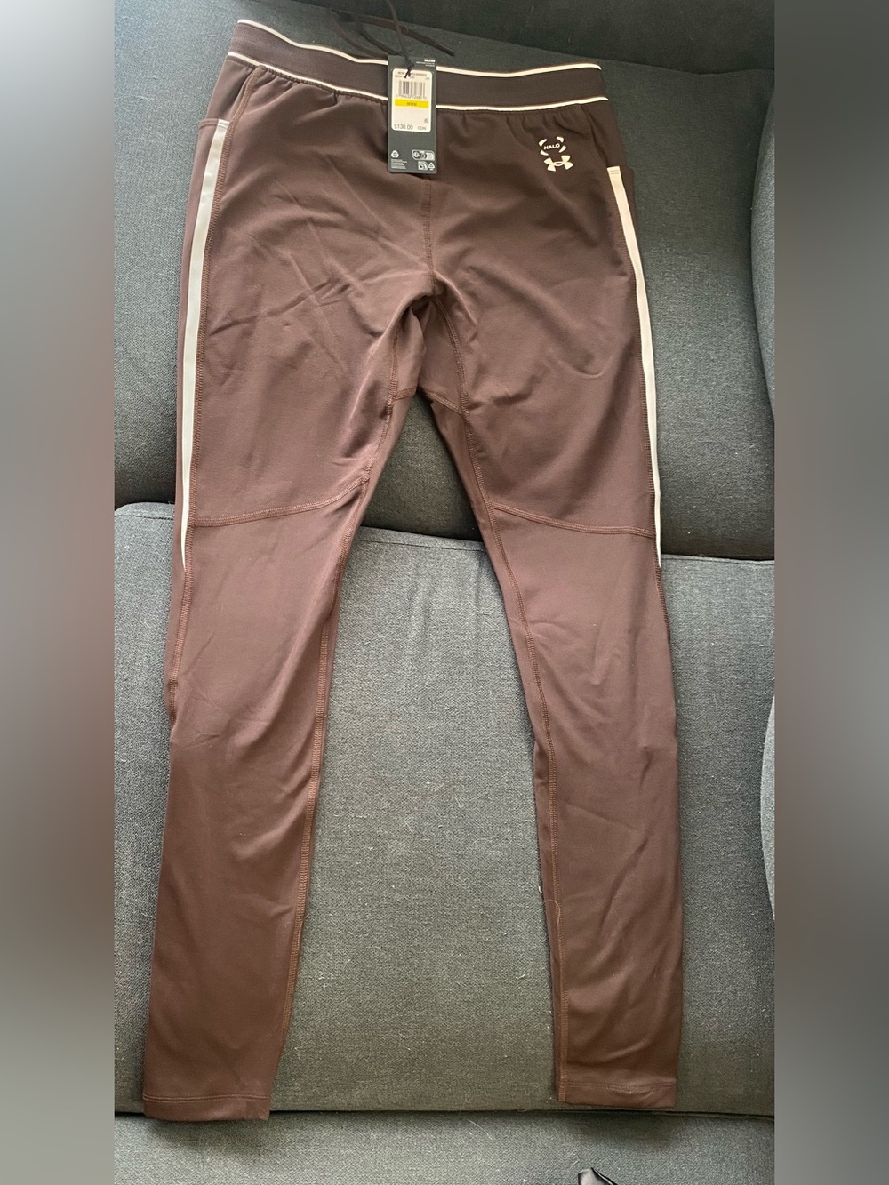 Men's Brown Athletic Pants with Side Stripe
